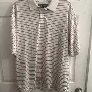 ST ANDREWS of SCOTLAND Large GOLF SHIRT POLO MEN'S SHORT SLEEVE STRIPED